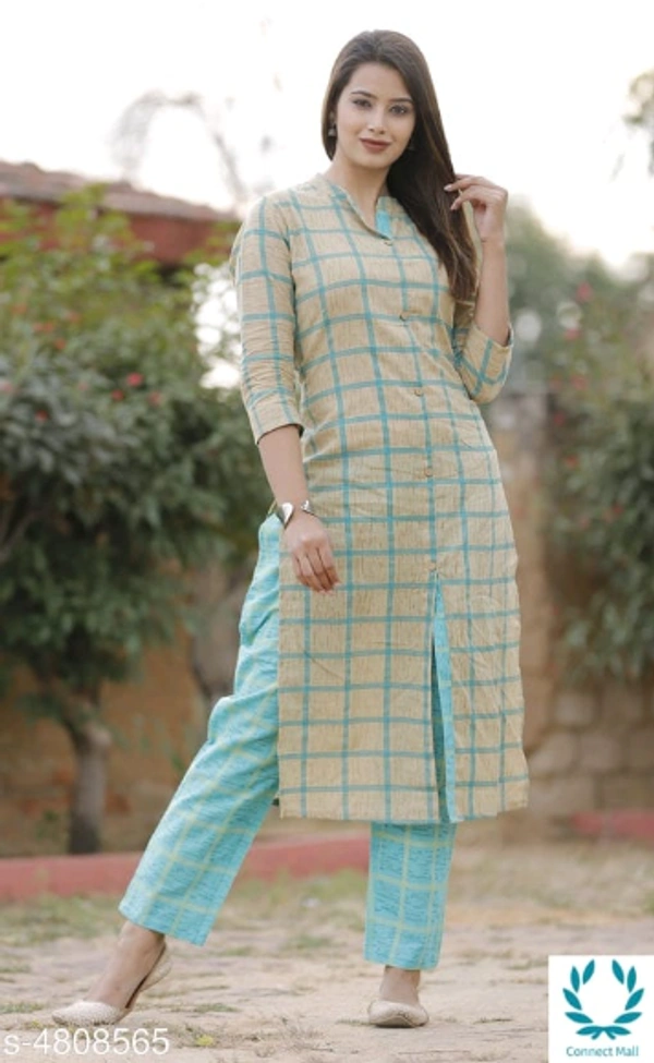 Women's Printed Cotton Slub Kurti - L (Bust Size: 40 in Size Length: 48 in)